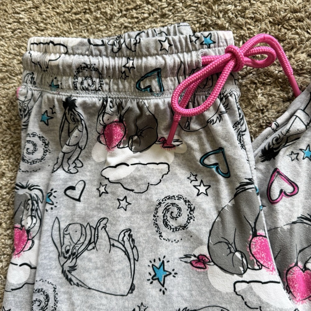 DISNEY Gray Print Eeyore Sleep Pants Pink~ SIZE L (12/14) ~ Super Soft & Snuggly - Picture 2 of 7